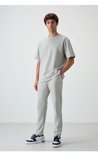 Air Jones Taş Pamuklu Kalın Yumuşak Dokulu Oversize Fit Nakışlı Erkek Eşofman Takım - 85252