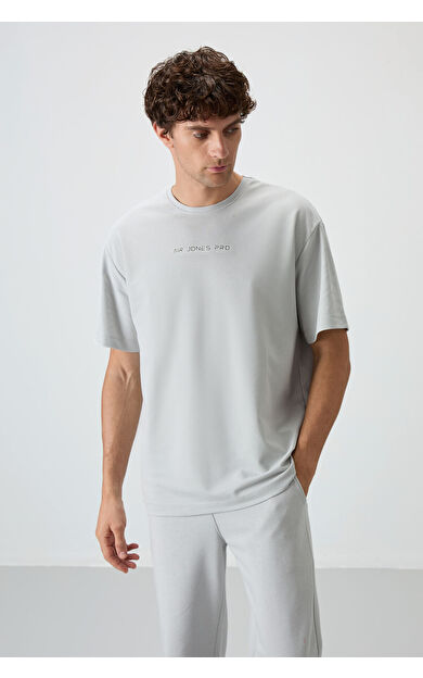 Air Jones Taş Pamuklu Kalın Yüzeyi Dokulu Oversize Fit  Baskılı Erkek T-Shirt - 88364