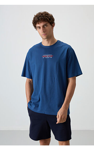 Air Jones Parlament Pamuklu Kalın Yüzeyi Dokulu Oversize Fit  Baskılı Erkek T-Shirt - 88372