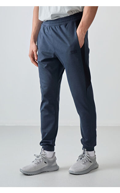 Air Jones İndigo Yüzeyi Dokulu Standart Fit Nakışlı Erkek Eşofman Alt - 82126