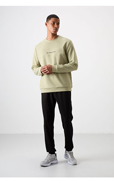 Air Jones Çağla - Siyah Pamuklu Kalın Yumuşak Dokulu Comfort Fit Baskılı Erkek Eşofman Takım - 85253