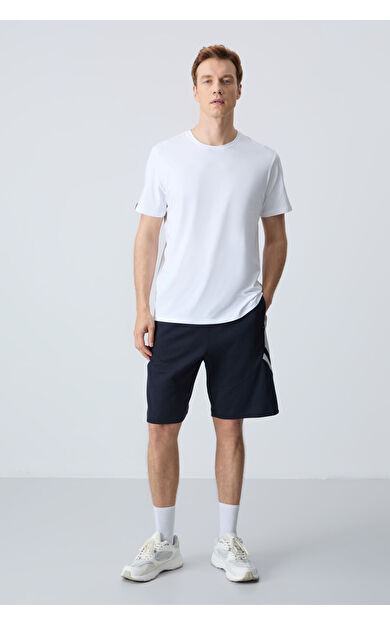 Air Jones Lacivert Pamuklu Kalın Yumuşak Dokulu Standart Fit Basic Erkek Şort  - 81281