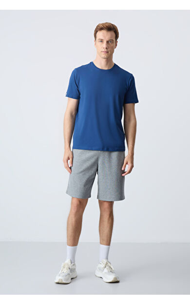 Air Jones Gri Melanj Pamuklu Kalın Yumuşak Dokulu Standart  Fit Basic Erkek Şort  - 81278