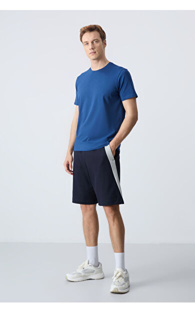 Air Jones Lacivert Pamuklu Kalın Yumuşak Dokulu Standart  Fit Basic Erkek Şort  - 81280