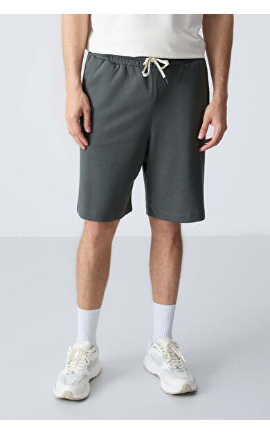 Air Jones Haki Pamuklu Kalın Yumuşak Dokulu Standart Fit Basic Erkek Şort  - 81275