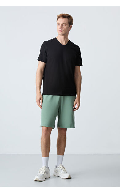 Air Jones Açık Yeşil Pamuklu Kalın Yumuşak Dokulu Standart Fit Basic Erkek Şort  - 81275