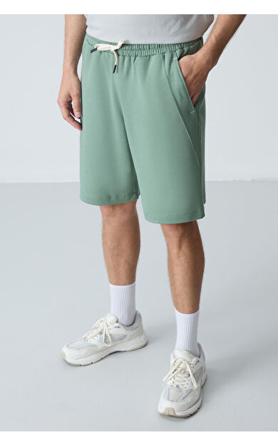 Air Jones Açık Yeşil Pamuklu Kalın Yumuşak Dokulu Standart Fit Basic Erkek Şort  - 81278