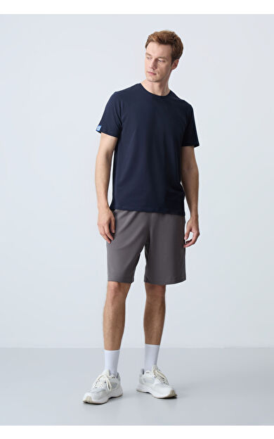 Air Jones Koyu gri Pamuklu Kalın Yumuşak Dokulu Standart Fit Basic Erkek Şort  - 81278