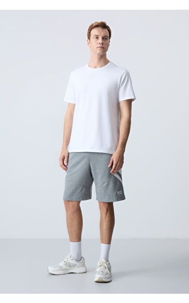 Air Jones Gri Melanj Pamuklu Kalın Yumuşak Dokulu Standart Fit Basic Erkek Şort  - 81281