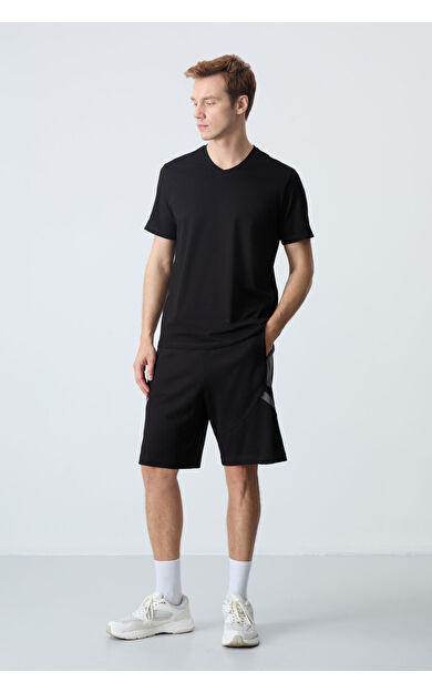 Air Jones Siyah Pamuklu Kalın Yumuşak Dokulu Standart Fit Basic Erkek Şort  - 81281