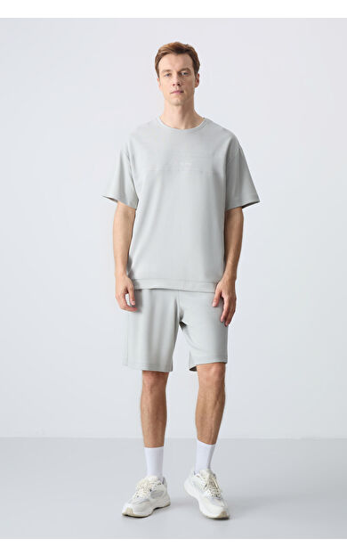 Air Jones Taş Pamuklu Kalın Yumuşak Dokulu Oversize Fit Basic Erkek Şort Takım - 85257