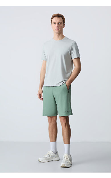 Air Jones Açık Yeşil Pamuklu Kalın Yumuşak Dokulu Standart Fit Basic Erkek Şort  - 81276