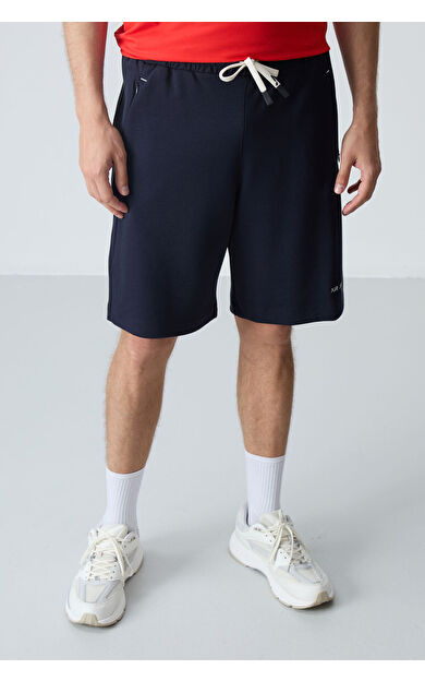 Air Jones Lacivert Pamuklu Kalın Yumuşak Dokulu Standart  Fit Basic Erkek Şort  - 81276