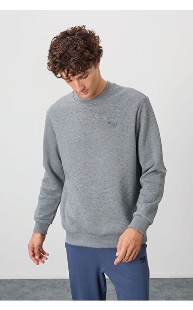 Air Jones Omar Gri Melanj Şardonlu Erkek Sweatshirt - 88137