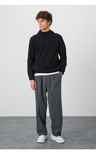 Air Jones Ruby Siyah Standart Kalıp Polar Erkek Sweatshirt - 88300