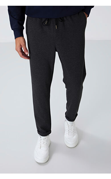 Air Jones Antrasit Melanj Yüzeyi Dokulu Standart Fit Erkek Eşofman Alt - 82154