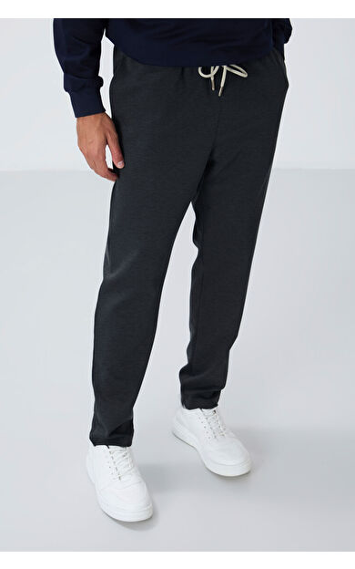 Air Jones Koyu Gri Yüzeyi Dokulu Standart Fit Erkek Eşofman Alt - 82155