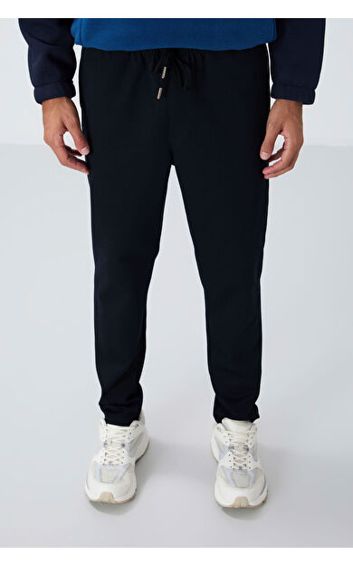 Air Jones Lacivert Yüzeyi Dokulu Standart Fit Erkek Eşofman Alt - 82155