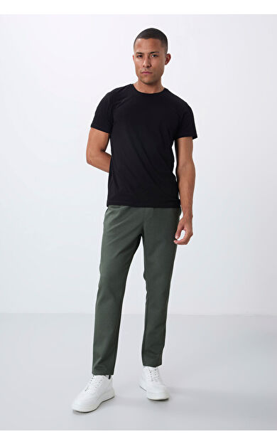 Air Jones Haki Yüzeyi Dokulu Standart Fit Erkek Eşofman Alt - 82155