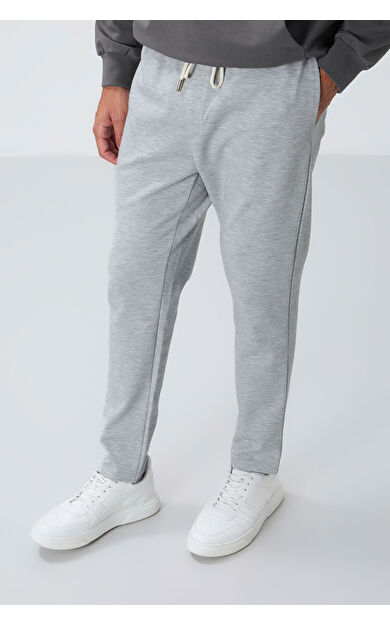 Air Jones Gri Yüzeyi Dokulu Standart Fit Erkek Eşofman Alt - 82155