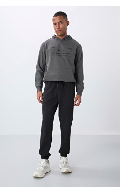 Air Jones Antrasit Melanj Yüzeyi Dokulu Standart Fit Erkek Eşofman Alt - 82156