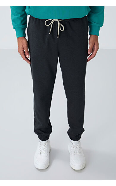 Air Jones Koyu Gri Yüzeyi Dokulu Standart Fit Erkek Eşofman Alt - 82156