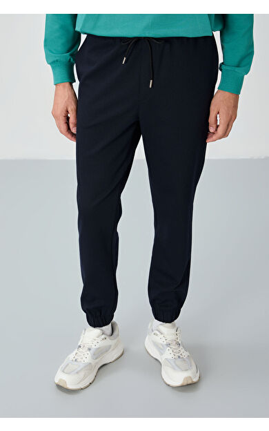 Air Jones Lacivert Yüzeyi Dokulu Standart Fit Erkek Eşofman Alt - 82156