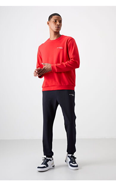 Fiesta - Lacivert Pamuklu Kalın Yumuşak Dokulu Comfort Fit Nakışlı Erkek Eşofman Takım - 85254