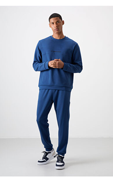 Parlament Pamuklu Kalın Yumuşak Dokulu Comfort Fit Baskılı Erkek Eşofman Takım - 85253