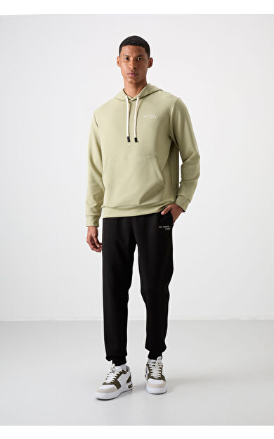 Çağla - Siyah Pamuklu Kalın Yumuşak Dokulu Comfort Fit Nakışlı Erkek Eşofman Takım - 85255