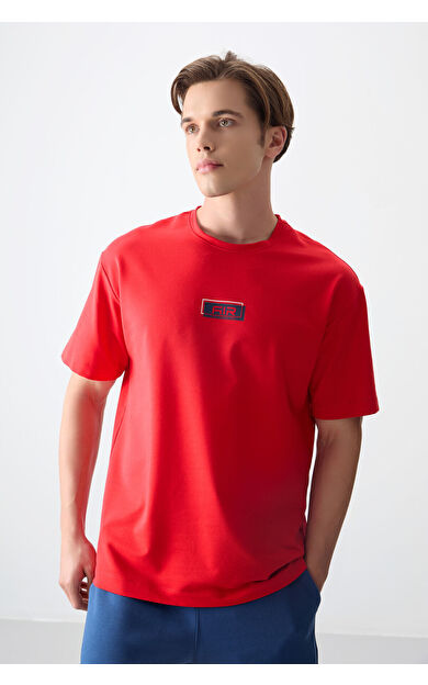 Fiesta Pamuklu Kalın Yumuşak Dokulu Oversize Fit Baskılı Erkek T-Shirt - 88376