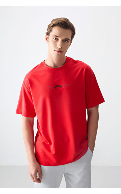 Fiesta Pamuklu Kalın Yumuşak Dokulu Oversize Fit Baskılı Erkek T-Shirt - 88374