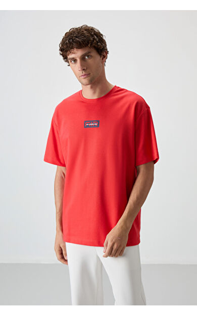 Fiesta Pamuklu Kalın Yüzeyi Dokulu Oversize Fit  Baskılı Erkek T-Shirt - 88367