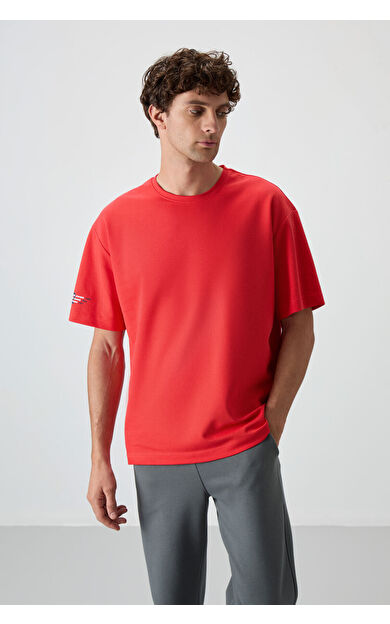 Fiesta Pamuklu Kalın Yüzeyi Dokulu Oversize Fit  Baskılı Erkek T-Shirt - 88369