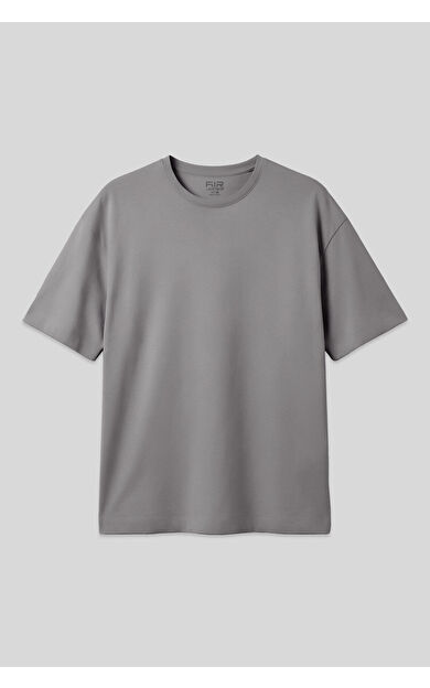 Koyu Gri %100 Pamuk Kalın Yumuşak Dokulu Oversize Fit Basic Erkek T-Shirt - 88353