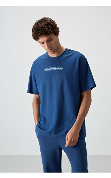 Parlament Pamuklu Kalın Yüzeyi Dokulu Oversize Fit  Baskılı Erkek T-Shirt - 88365