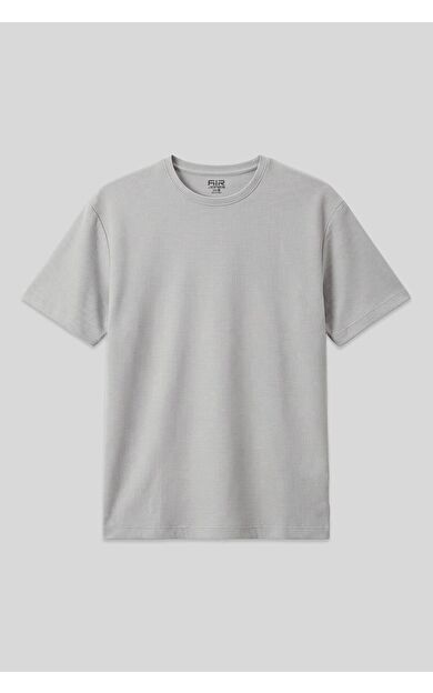 Taş Waffle İnterlok Yüzeyi Dokulu Oversize Fit Basic Erkek T-Shirt - 88379