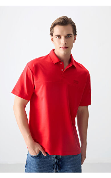 Fiesta Pamuklu Kalın Yumuşak Dokulu Polo Yaka Oversize Fit Basic Erkek T- Shirt - 88382
