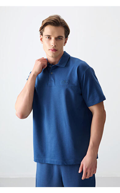 Parlament Pamuklu Kalın Yumuşak Dokulu Polo Yaka Oversize Fit Basic Erkek T- Shirt - 88382