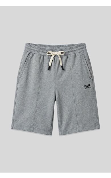 Gri Melanj Pamuklu Kalın Yumuşak Dokulu Standart Fit Basic Erkek Şort  - 81277