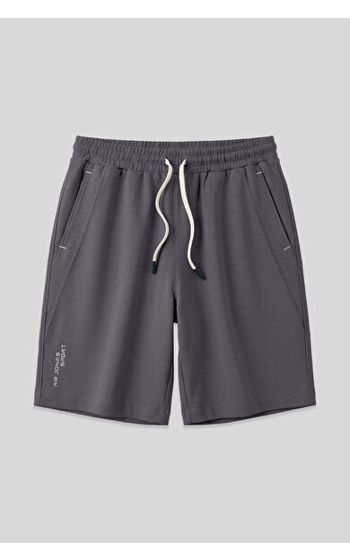 Koyu gri Pamuklu Kalın Yumuşak Dokulu Standart Fit Basic Erkek Şort  - 81278