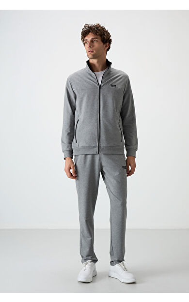 Troy Gri Melanj Standart Kalıp Erkek Eşofman Takım - 85196