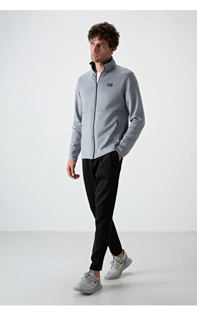 Bran Gri - Siyah Scuba Kumaş Erkek Eşofman Takım - 85199