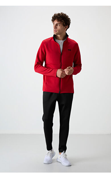 Bran Kırmızı - Siyah Scuba Kumaş Erkek Eşofman Takım - 85199