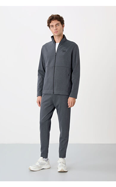 Carlos Koyu Gri Standart Kalıp Erkek Eşofman Takım - 85209