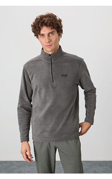 River Koyu Gri Dik Yaka Erkek Polar Sweatshirt - 88310