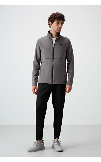 Bran Koyu Gri - Siyah Scuba Kumaş Erkek Eşofman Takım - 85199