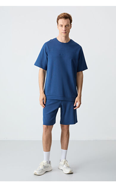 Parlament Pamuklu Kalın Yumuşak Dokulu OversizeFit Basic Erkek Şort Takım - 85257