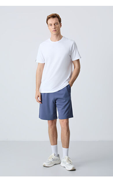 Petrol Pamuklu Kalın Yumuşak Dokulu Standart Fit Basic Erkek Şort  - 81275