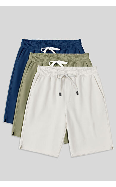 Comfort Fit Basic 3lü Paket Açık Çağla-Parlament-Ekru Erkek Şort - 81274